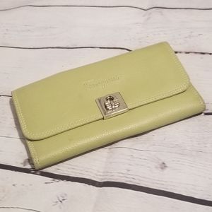 Salvatore Ferragamo Gancini Vintage green Organizer Wallet with silver buckle